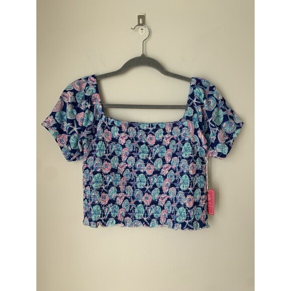 NWT Simply Southern Seashell Print 2-Piece Set Top & Skirt Blue/Pink- Size Large - Picture 2 of 14